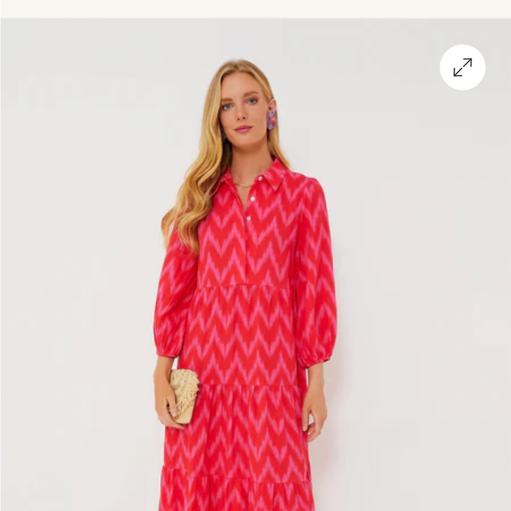 Pomander Place Red Pink Chevron Maxi Dress